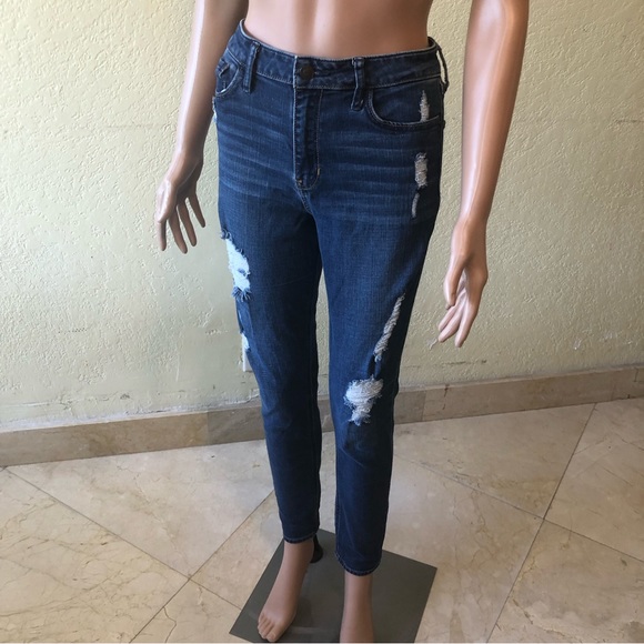 Hollister Women’s Size W30(11) Blue Ripped Skinny Jeans Pants Elastic Waist - Picture 5 of 16
